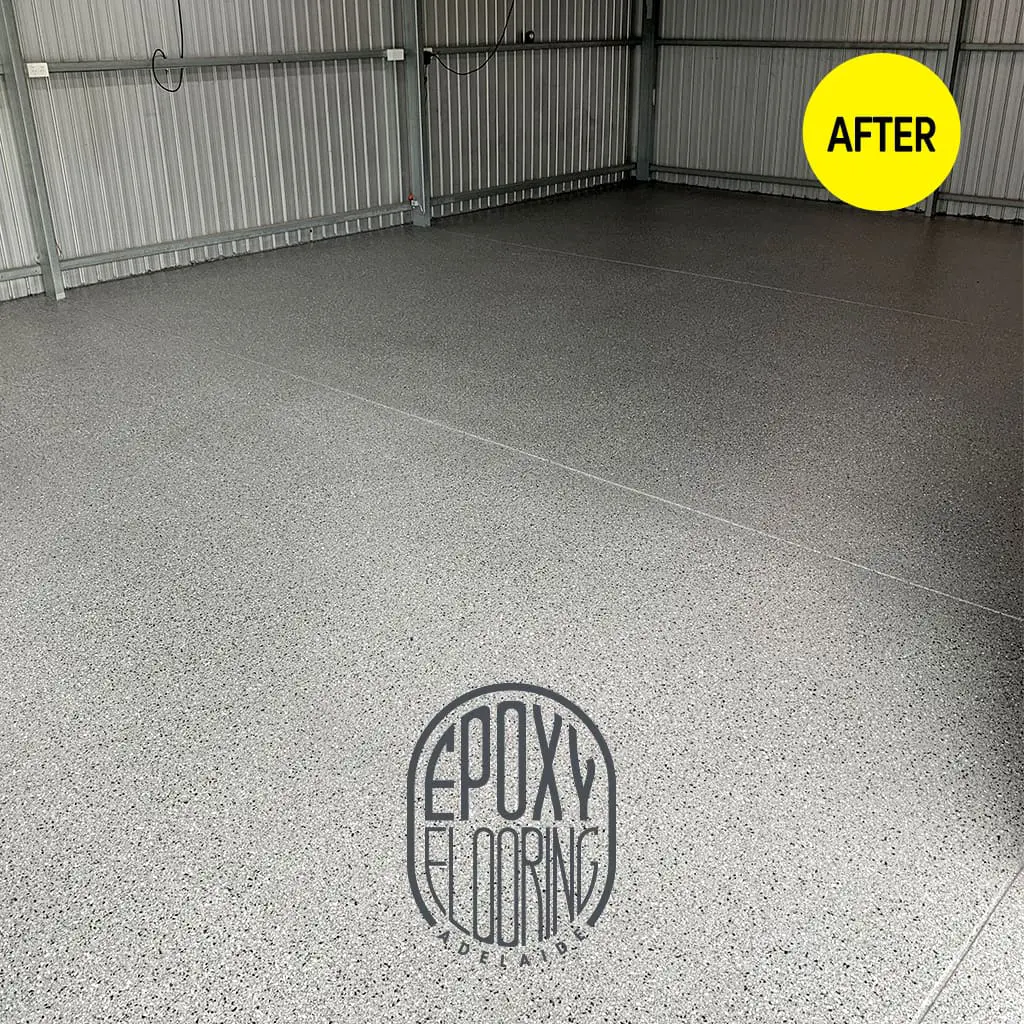After photo. Epoxy floor in shed