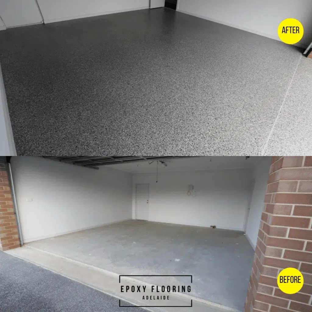 before and after Garage Epoxy