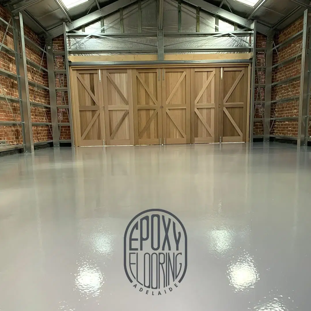 shed with epoxy flooring